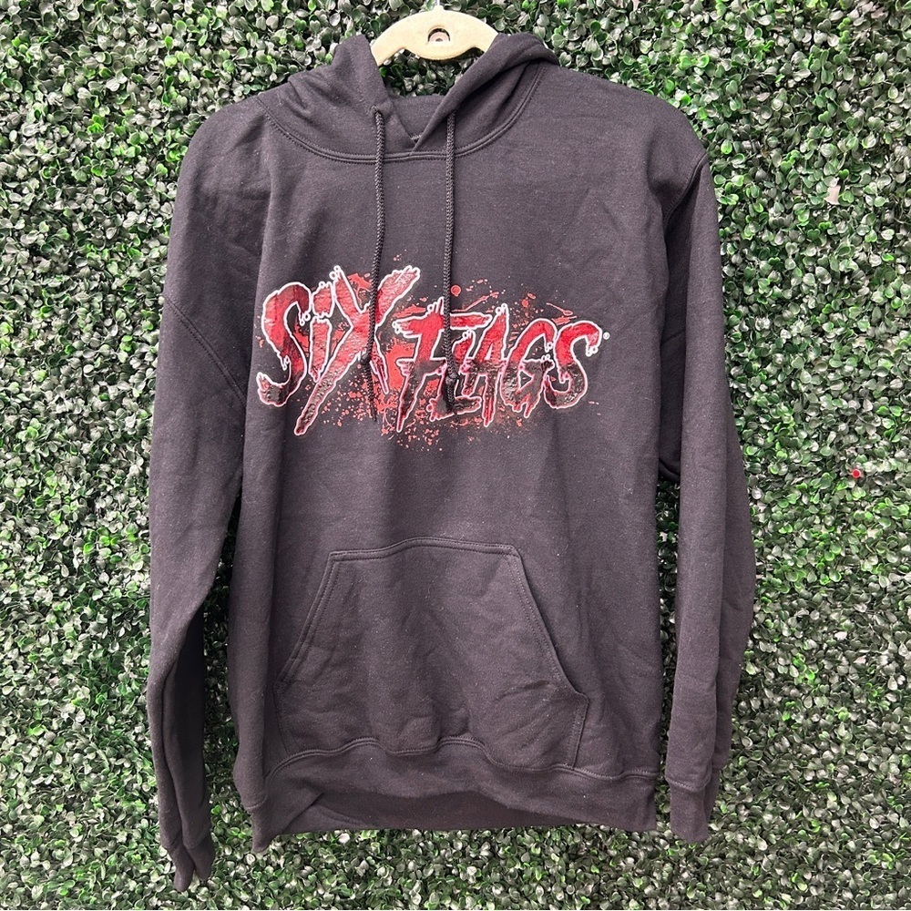 Six Flags Black Hoodie - Size M!